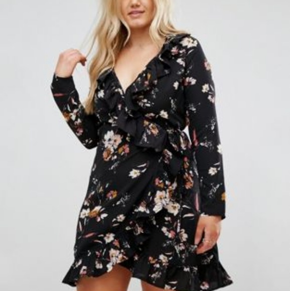boohoo floral wrap dress